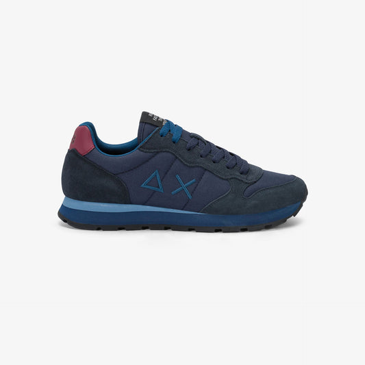 Sneaker Tom in nylon e suede navy blue/bordeaux