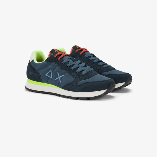 Sneaker Tom Fluo in nylon e suede blu navy