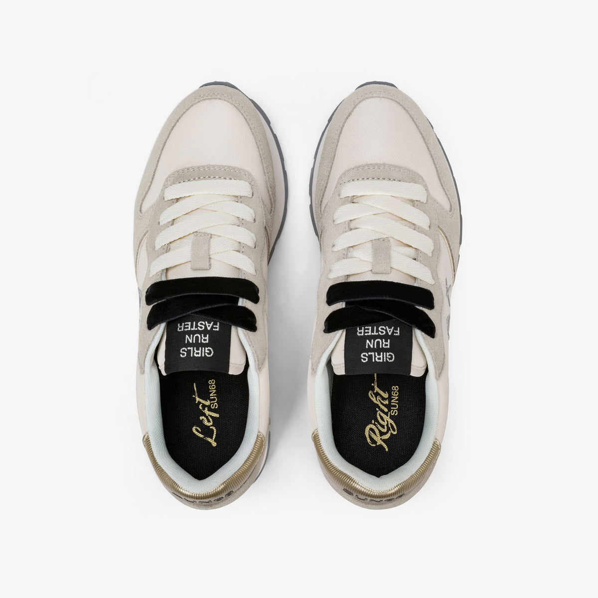 Sneaker Ally Gold Silver in suede e nylon bianco panna