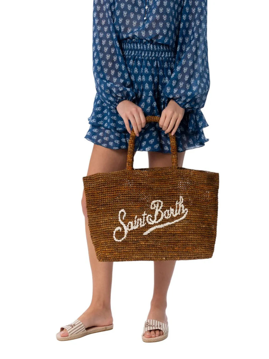 Borsa in Rafia con Custodia in Cotone / Beige