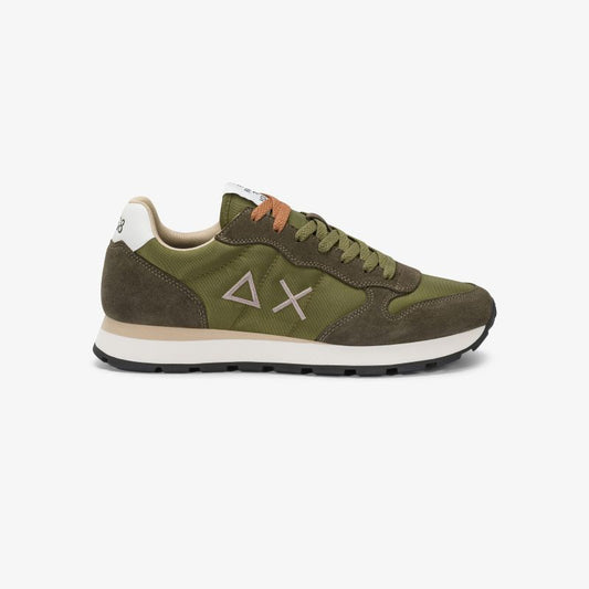 Sneaker Tom in nylon e suede verde militare