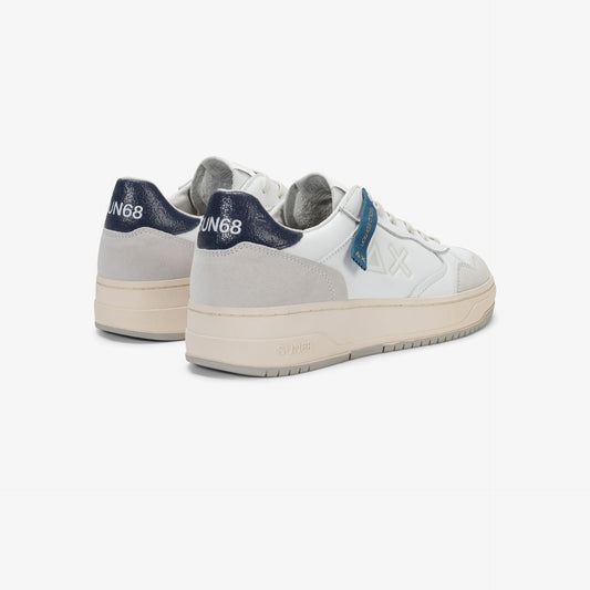 Sneaker Big Basket Evo in pelle bianco/navy blue
