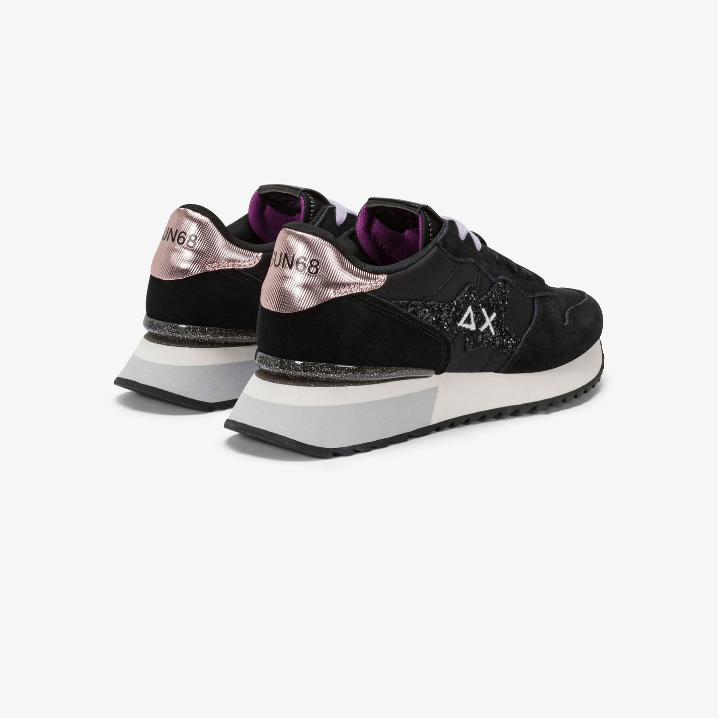 Sneaker Stargirl Glitter in nylon e suede nero