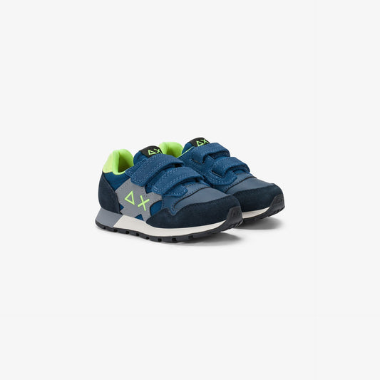Sneaker Boy's Jaki Fluo in nylon e suede navy blue