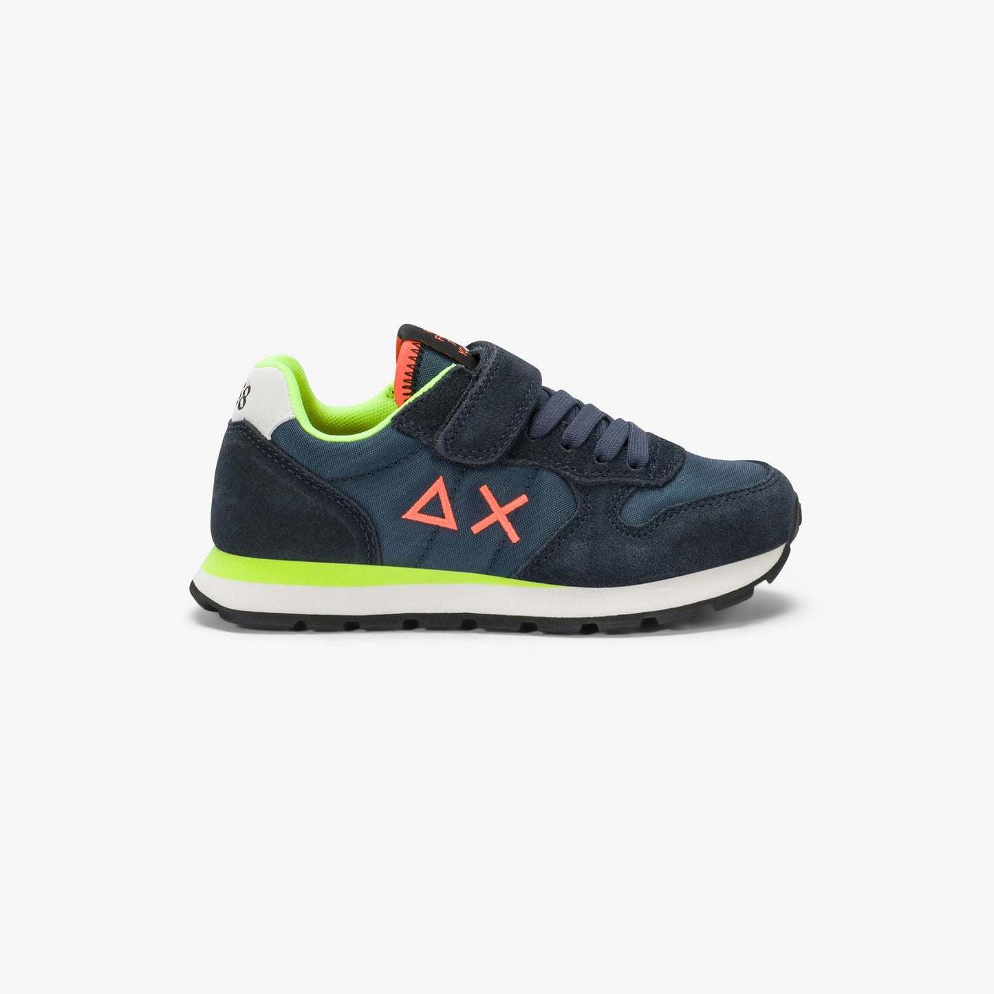 Sneaker Boy's Tom Fluo in nylon e suede blu navy