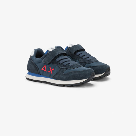 Sneaker Boy's Tom Solid in nylon e suede blu navy
