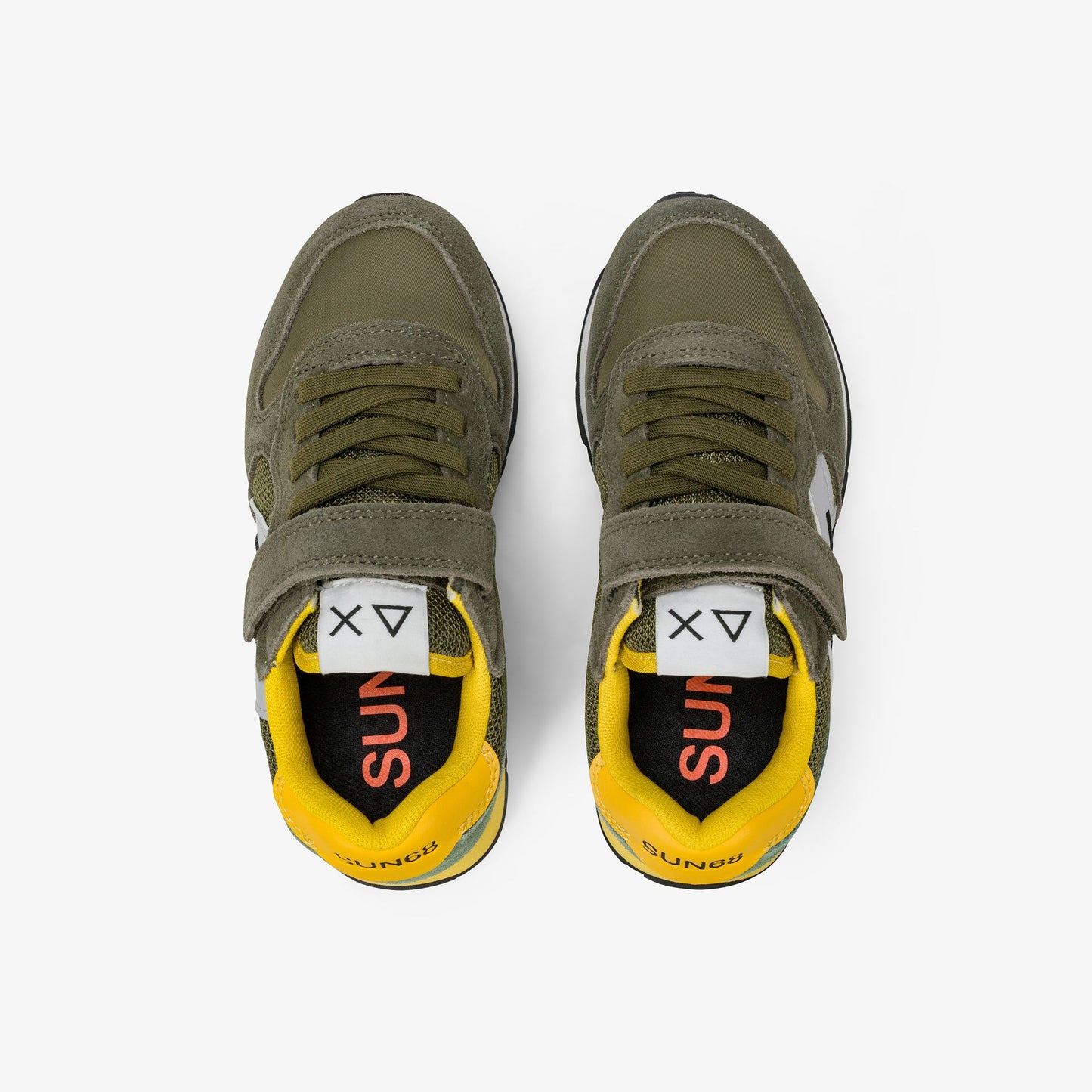 Sneaker Boy's Jaki Bicolor in mesh e suede verde salvia/verde militare