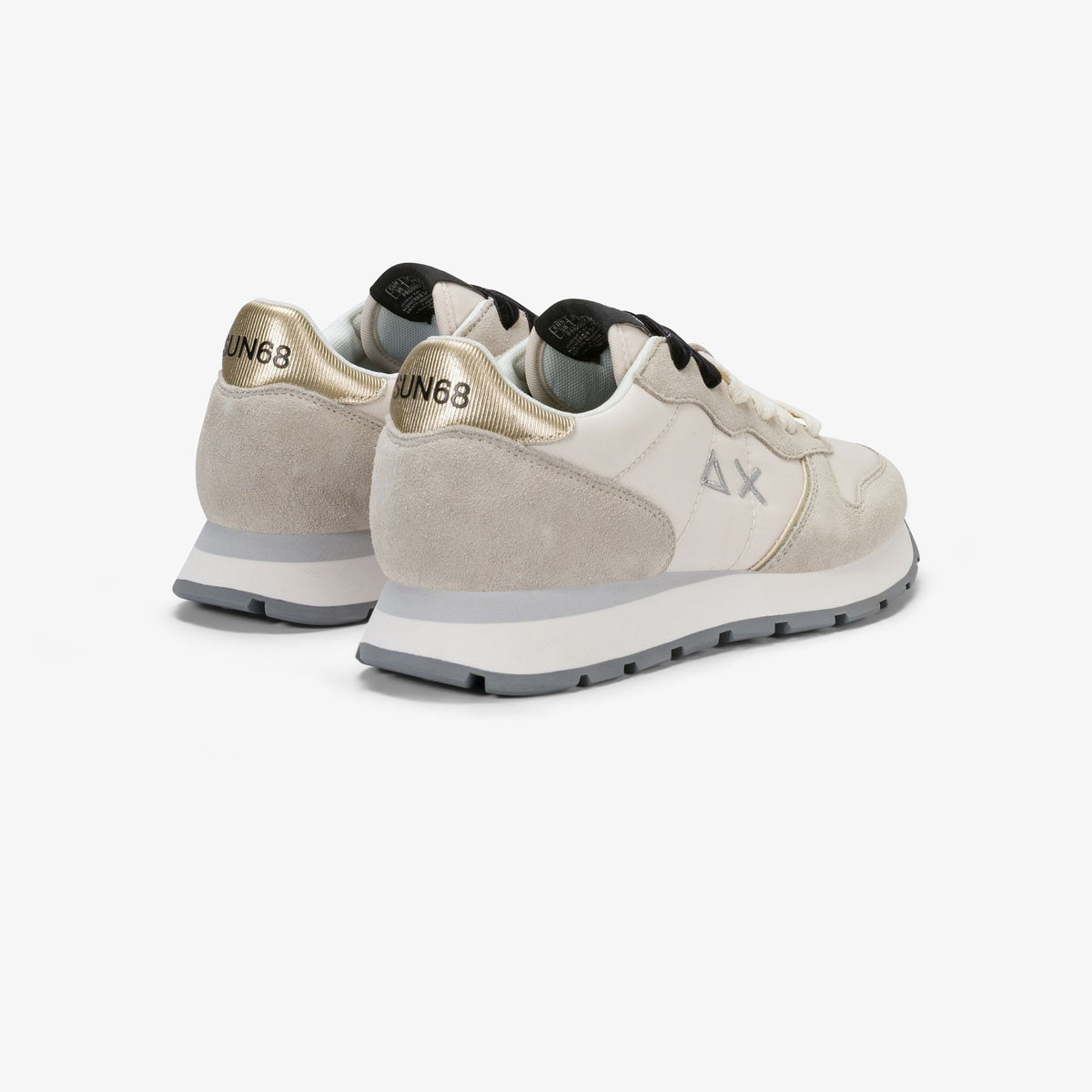 Sneaker Ally Gold Silver in suede e nylon bianco panna