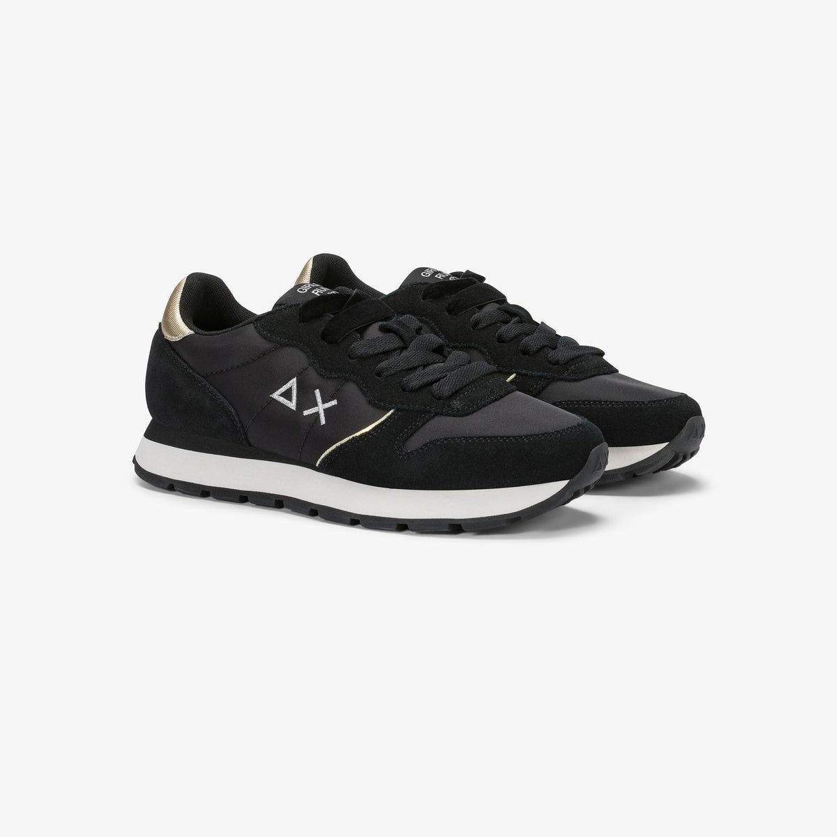 Sneaker Ally Gold Silver in suede e nylon nero
