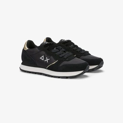 Sneaker Ally Gold Silver in suede e nylon nero