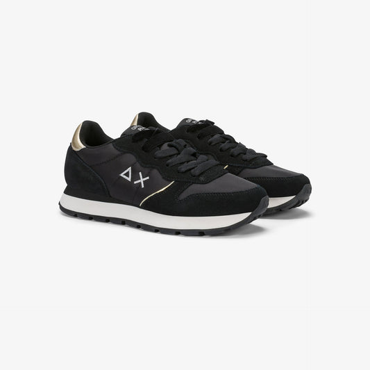 Sneaker Ally Gold Silver in suede e nylon nero