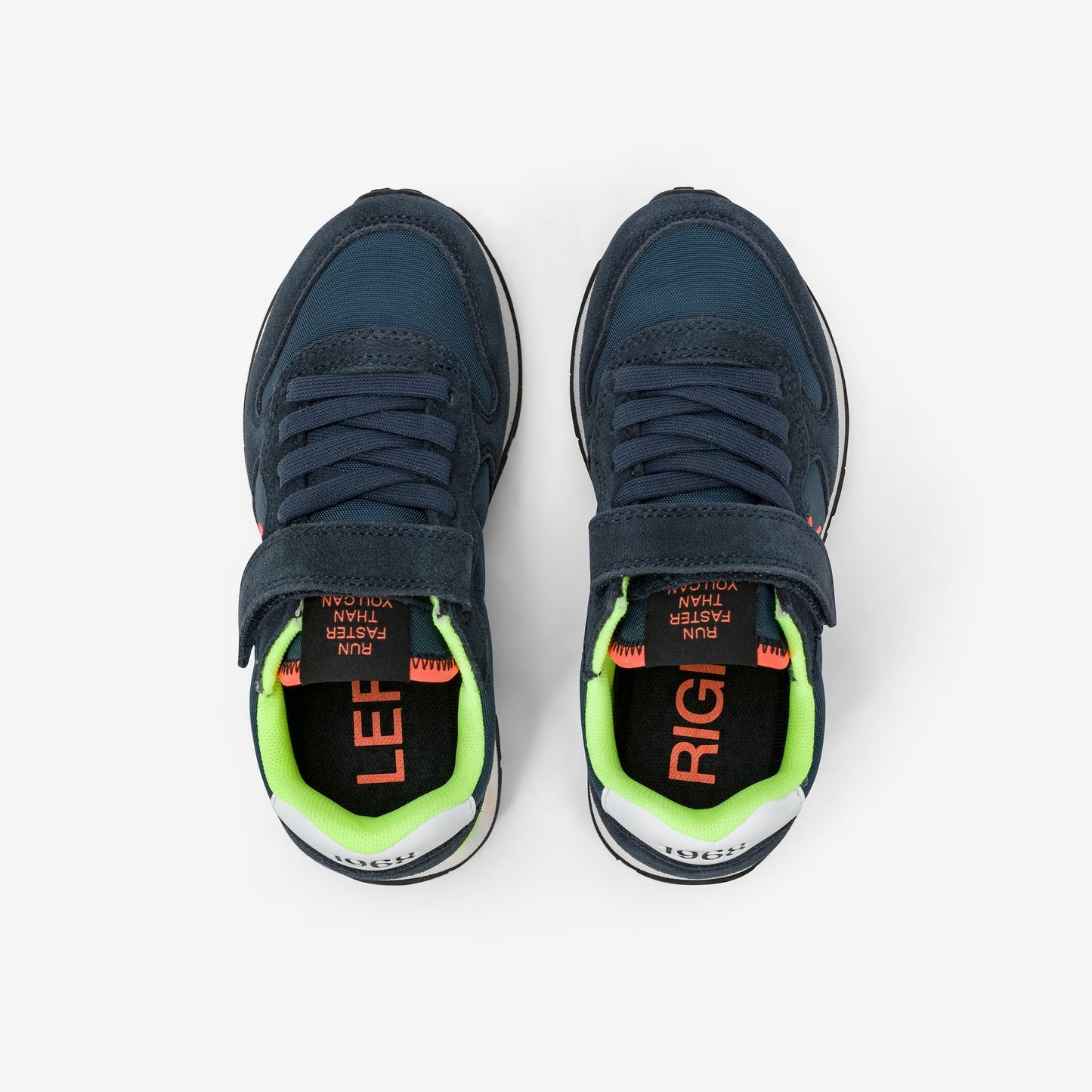 Sneaker Boy's Tom Fluo in nylon e suede blu navy