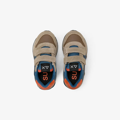 Sneaker Boy's Jaki Bicolor in nylon e suede beige scuro