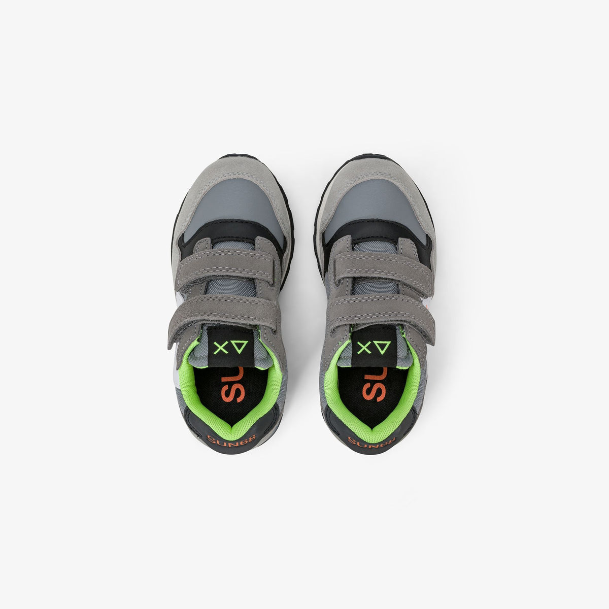Sneaker Boy's Jaki Fluo in nylon e suede grigio medio