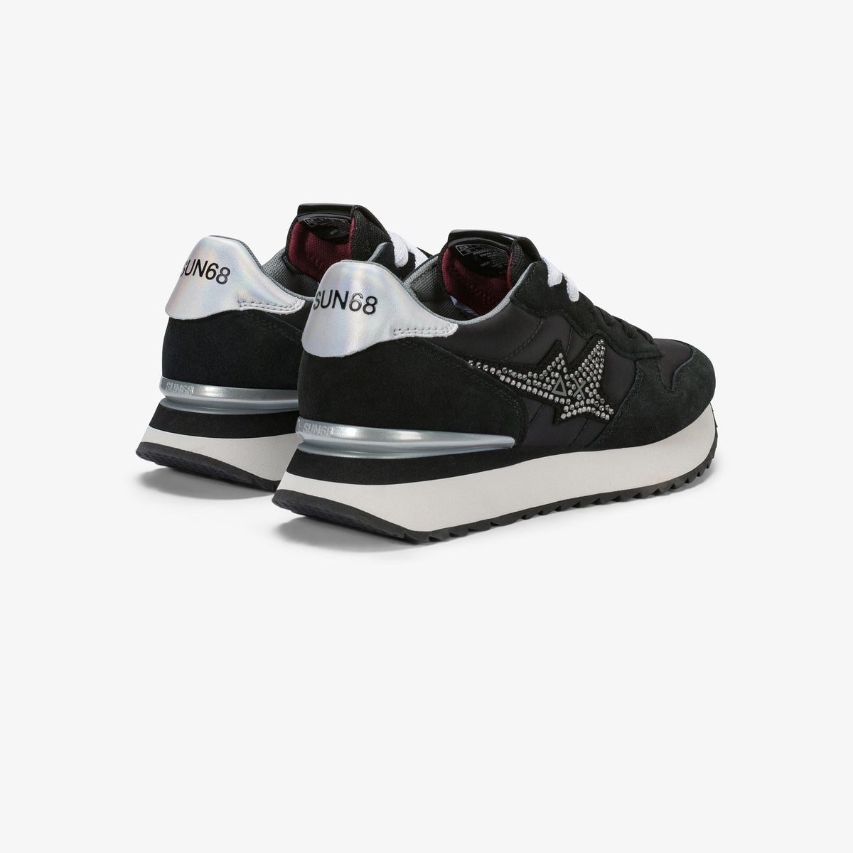 Sneaker Stargirl in suede e nylon con strass nero