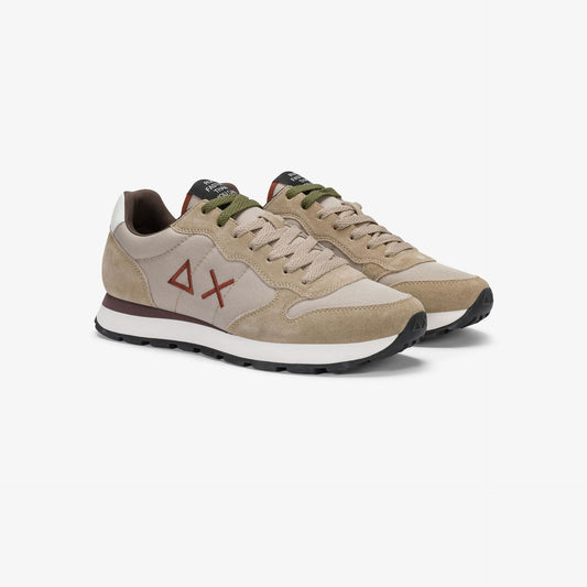 Sneaker Tom in nylon e suede beige scuro