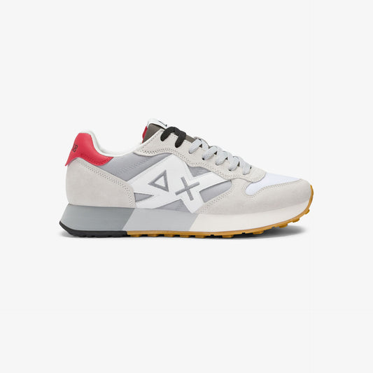 Sneaker Jaki Bicolor in nylon e suede bianco/grigio chiaro