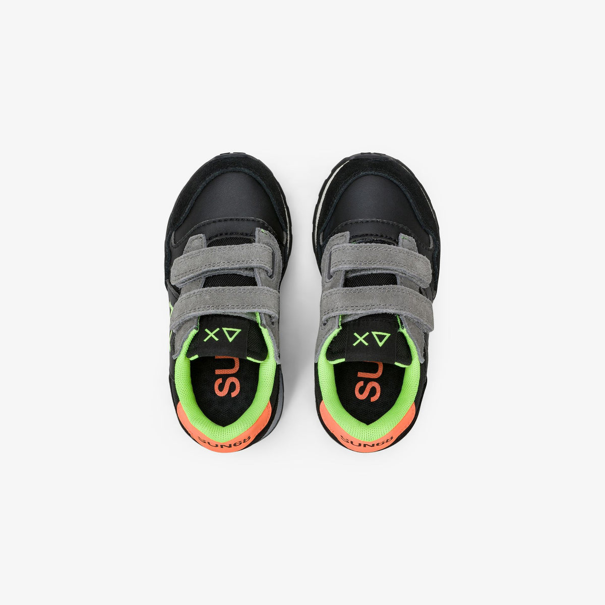 Sneaker Boy's Jaki Fluo in nylon e suede nero