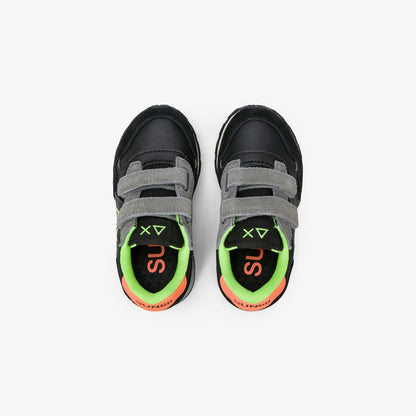 Sneaker Boy's Jaki Fluo in nylon e suede nero