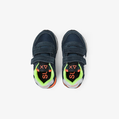Sneaker Boy's Jaki Fluo in mesh e suede blu navy