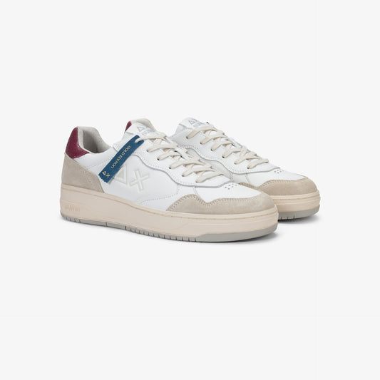 Sneaker Big Basket Evo in pelle bianco/bordeaux