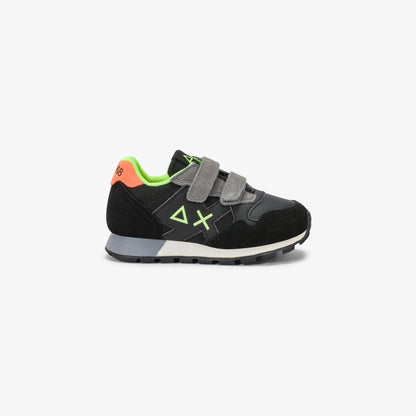 Sneaker Boy's Jaki Fluo in nylon e suede nero