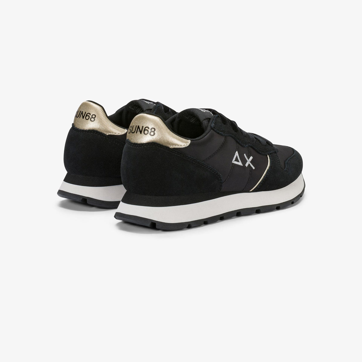 Sneaker Ally Gold Silver in suede e nylon nero