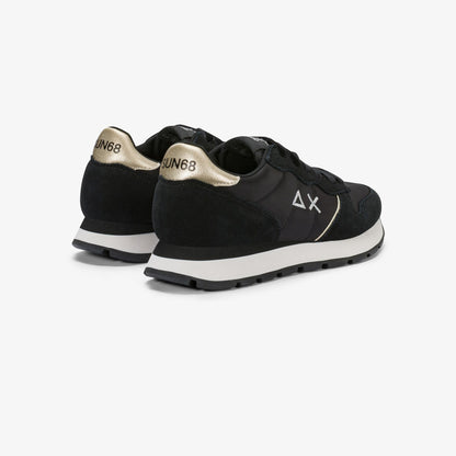 Sneaker Ally Gold Silver in suede e nylon nero