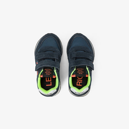 Sneaker Boy's Tom Fluo in nylon e suede blu navy