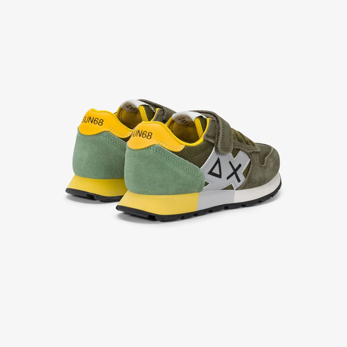 Sneaker Boy's Jaki Bicolor in mesh e suede verde salvia/verde militare