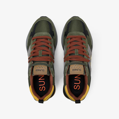 Sneaker Jaki Outdoor in suede e nylon verde militare scuro