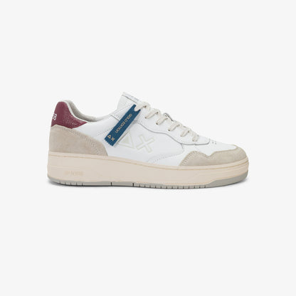 Sneaker Big Basket Evo in pelle bianco/bordeaux