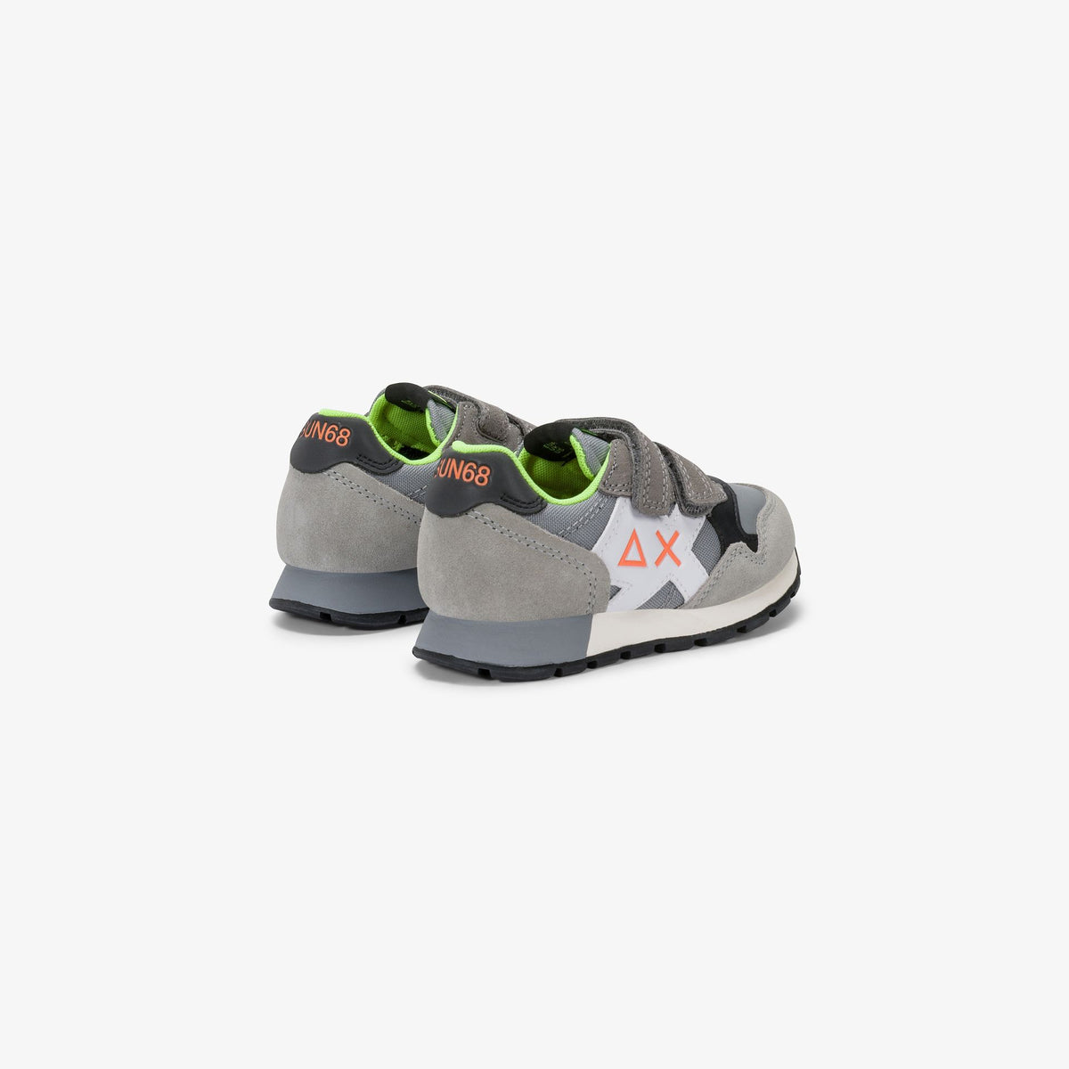 Sneaker Boy's Jaki Fluo in nylon e suede grigio medio