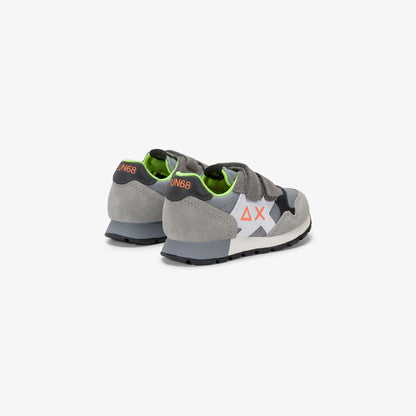 Sneaker Boy's Jaki Fluo in nylon e suede grigio medio