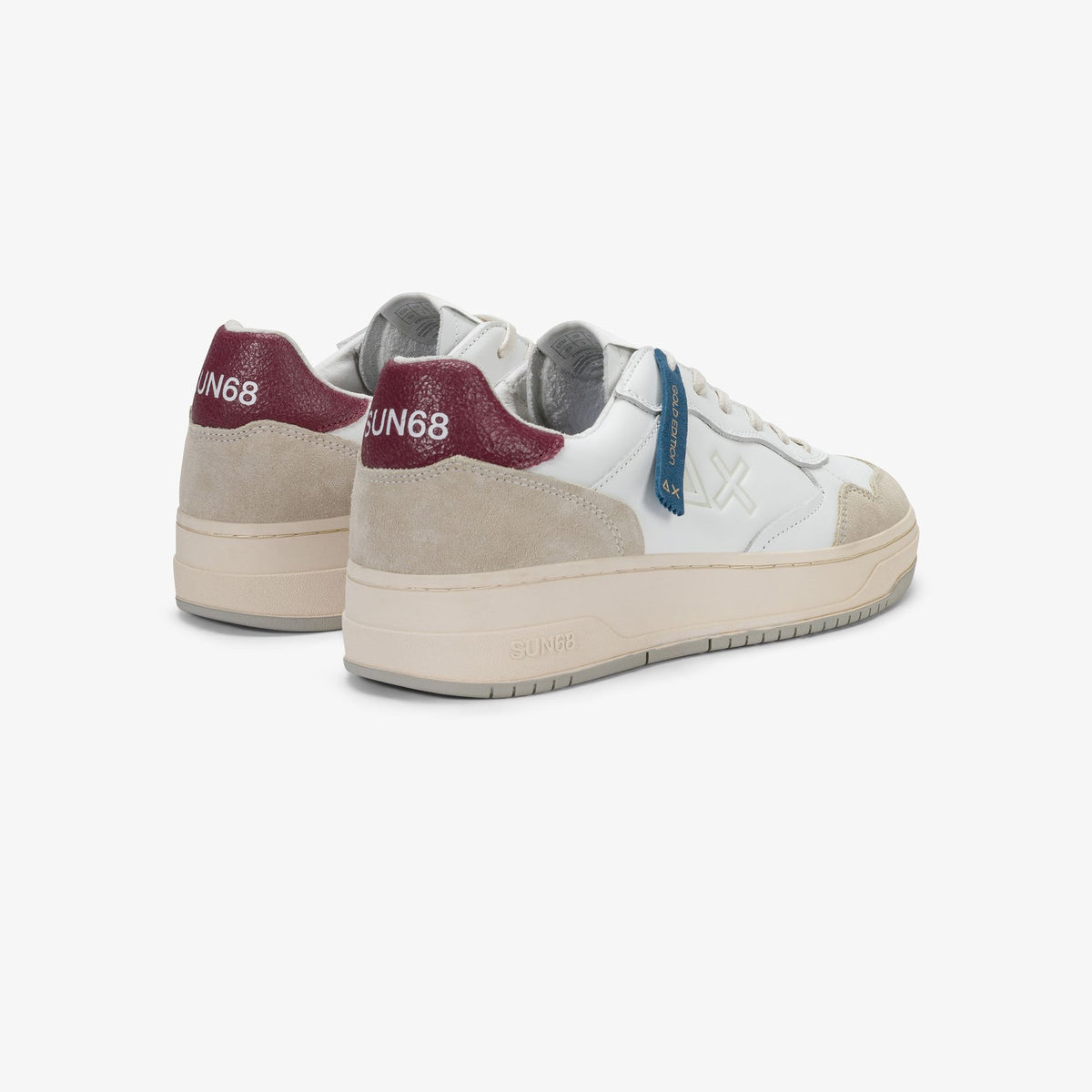 Sneaker Big Basket Evo in pelle bianco/bordeaux