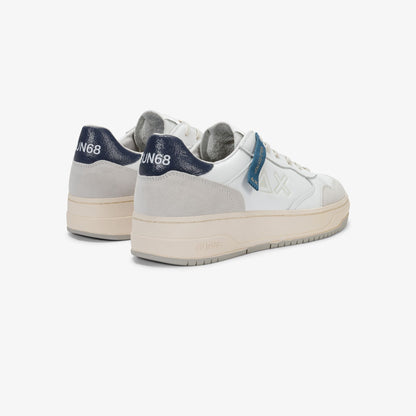 Sneaker Big Basket Evo in pelle bianco/navy blue
