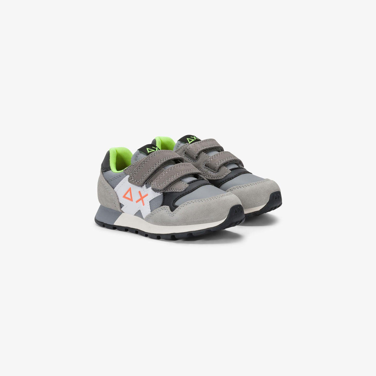 Sneaker Boy's Jaki Fluo in nylon e suede grigio medio