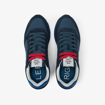 Sneaker Tom in nylon e suede blu navy/blu avio scuro