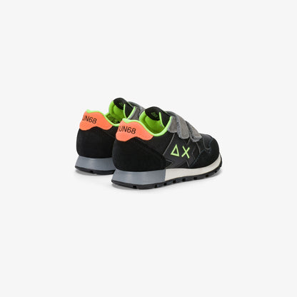Sneaker Boy's Jaki Fluo in nylon e suede nero