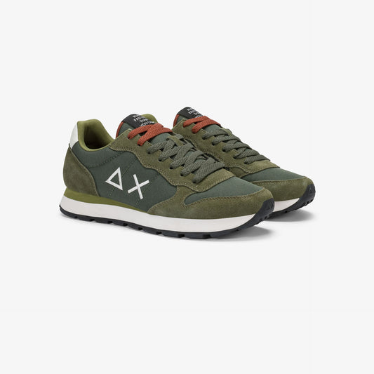 Sneaker Tom in nylon e suede verde militare scuro