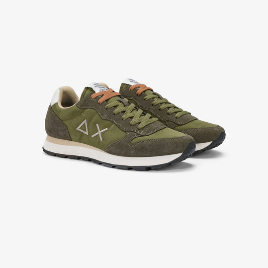 Sneaker Tom in nylon e suede verde militare