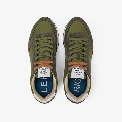 Sneaker Tom in nylon e suede verde militare