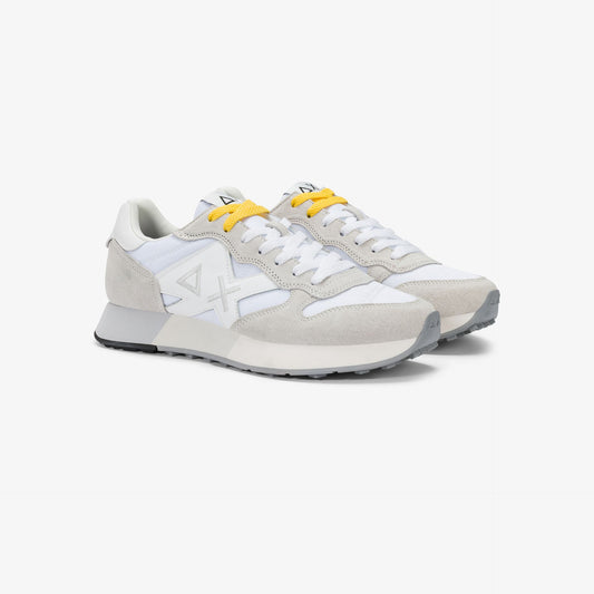 Sneaker Jaki Bicolor in nylon e suede bianco/bianco
