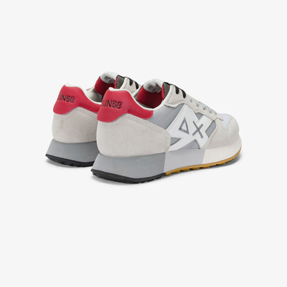 Sneaker Jaki Bicolor in nylon e suede bianco/grigio chiaro