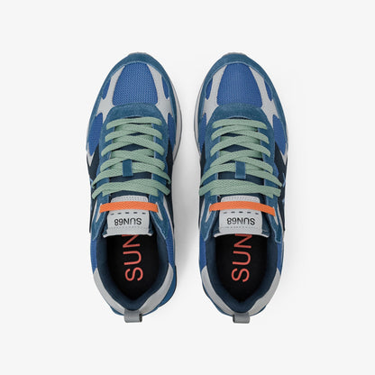 Sneaker Jaki Outdoor in nylon e suede blu avio scuro