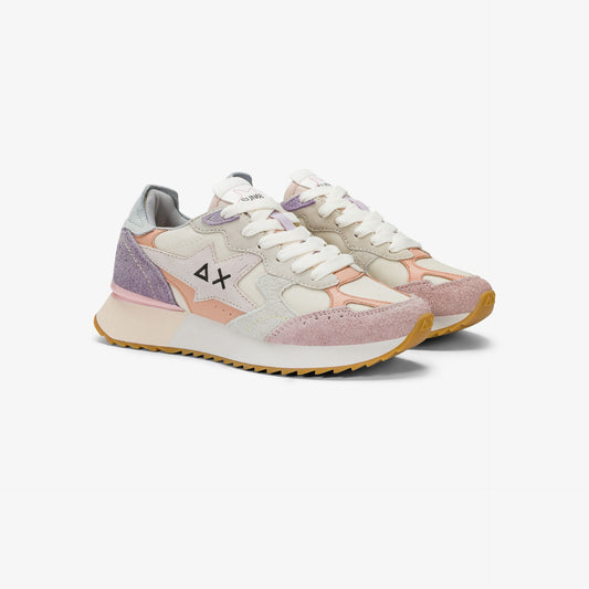 Sneaker Stargirl Multicolor in suede e nylon bianco panna