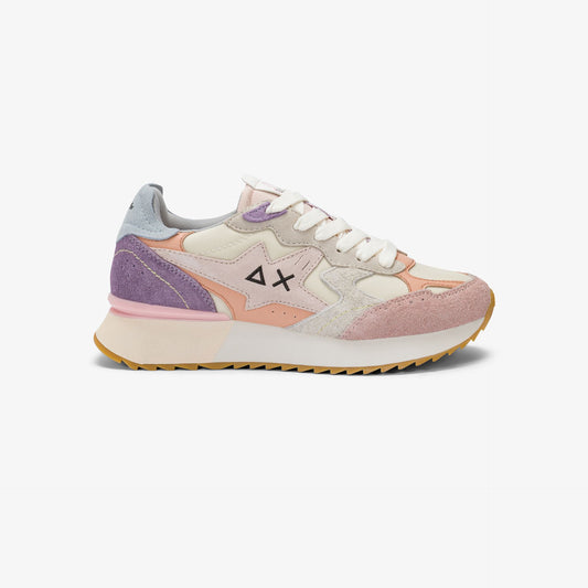 Sneaker Stargirl Multicolor in suede e nylon bianco panna
