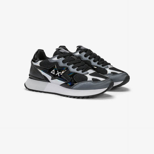 Sneaker Stargirl Silver in mesh nero