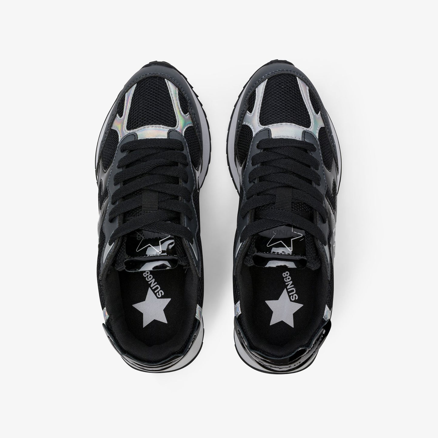 Sneaker Stargirl Silver in mesh nero