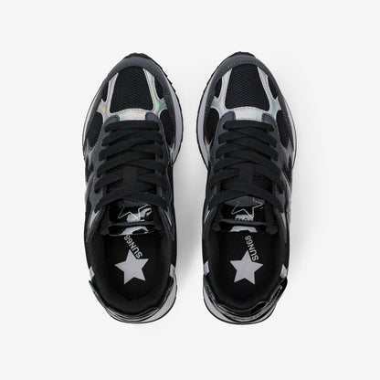 Sneaker Stargirl Silver in mesh nero